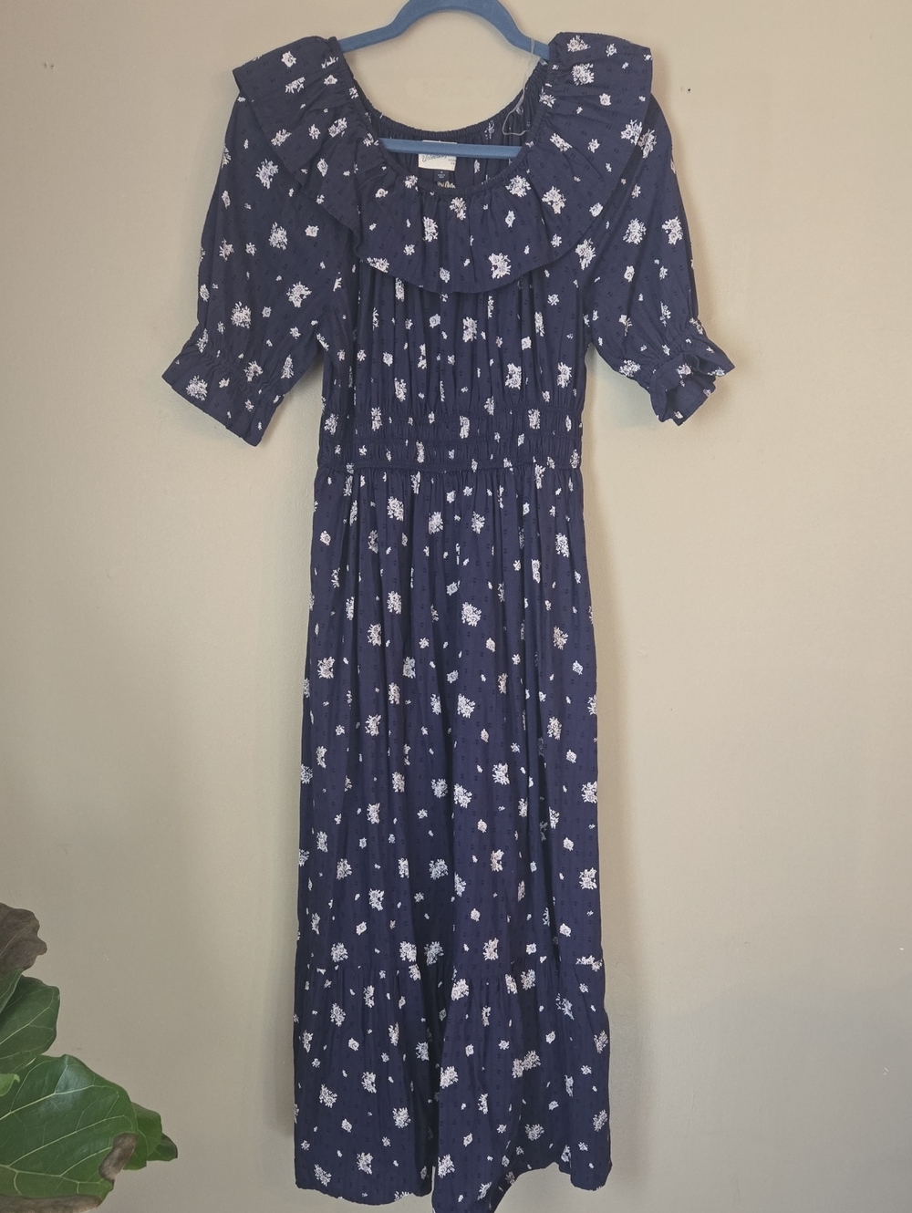 Universal Thread - Navy Blue Floral Maxi Dress with Ruffle Detail